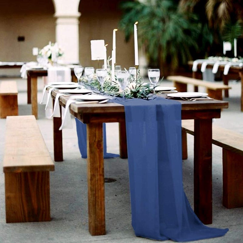 B.Cool B-COOL Blue Table Runners Chiffon Table Runner 27x120 inch Wedding Table Runner Soft Farbic for Wedding Holiday Thanksgiving Day Christmas Decoration Navy Blue - Image 4